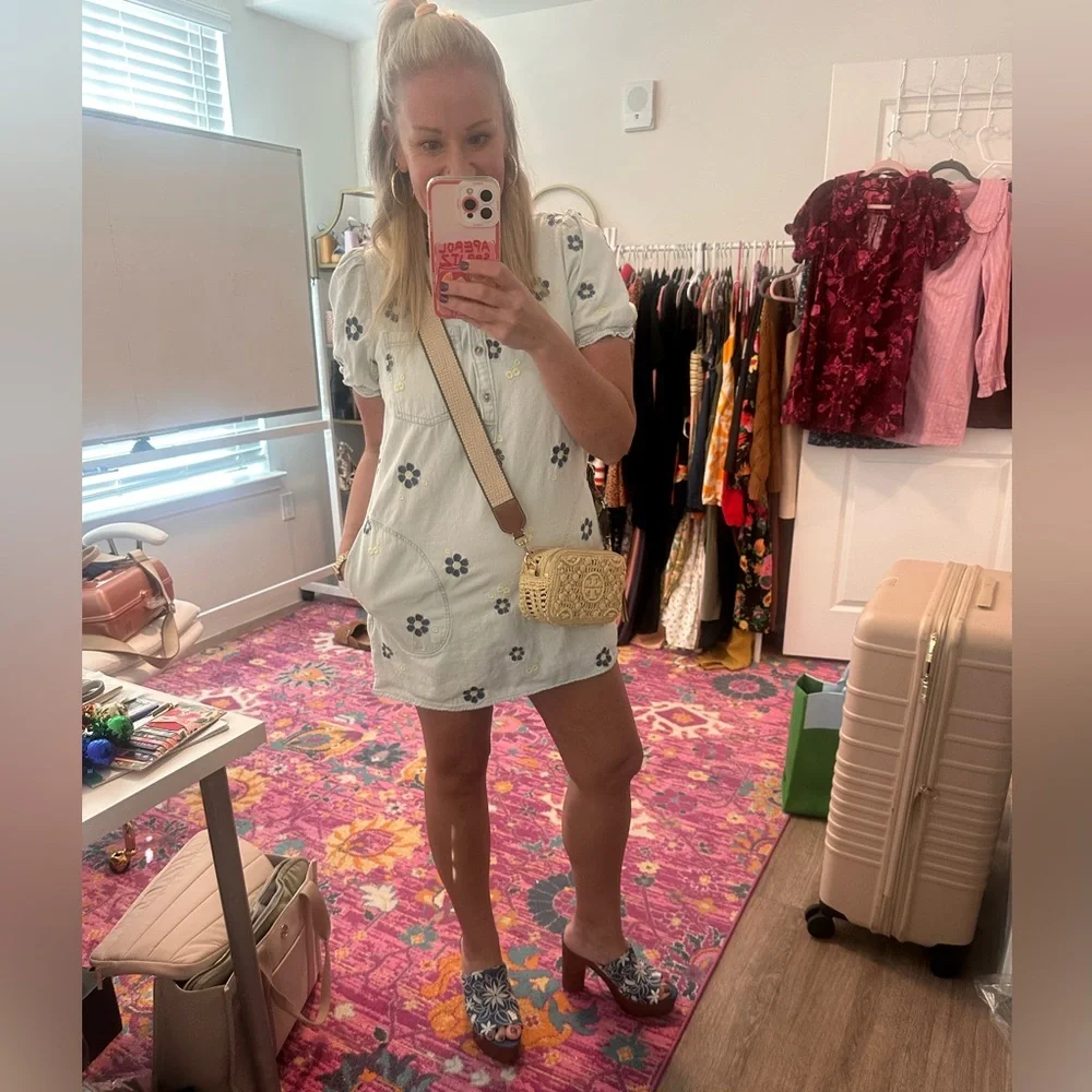 Anthropologie Pilcro The Aly Embroidered Puff Sleeve Mjni Dress - Picture 6 of 7